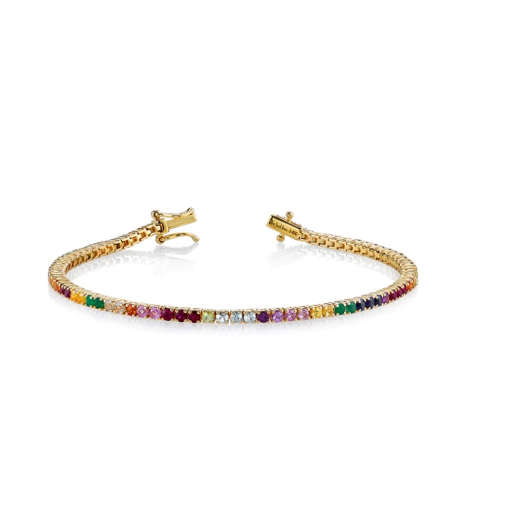 14k Gold Rainbow Tennis Bracelet